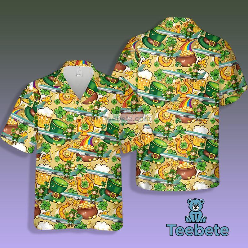 St Patrick Beer Shamrock Horseshoe Green Matching Family Hawaiian Shirts
