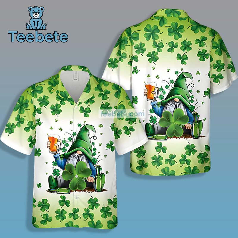 St Patrick Gnome Beer Shamrock Green High Quality Hawaiian Shirts