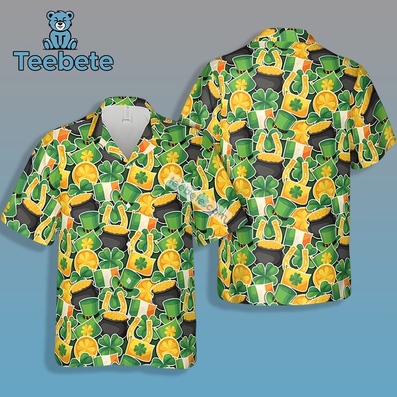 St Patrick Shamrock Horseshoe Green Awesome Hawaiian Shirts