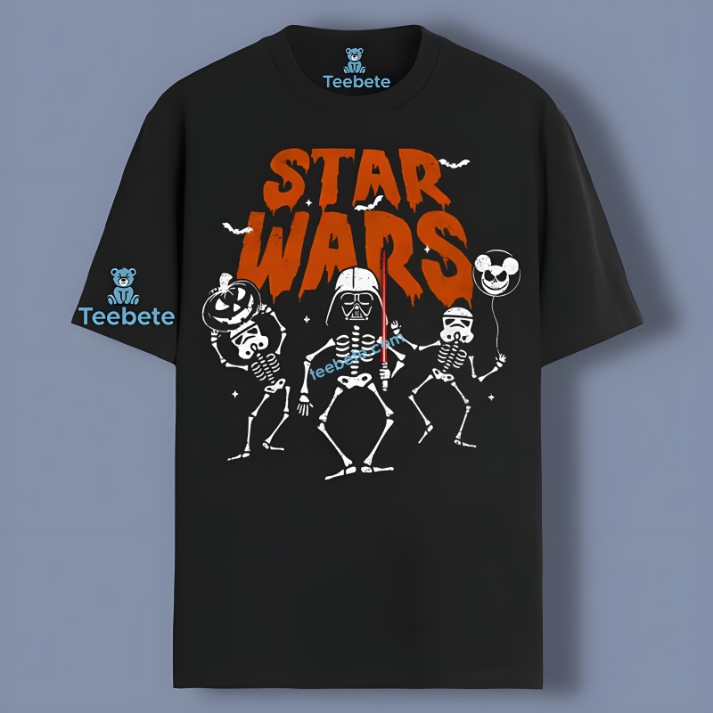 Stormtroopers Darth Vader Skeleton Star Wars Halloween Boy  Shirt