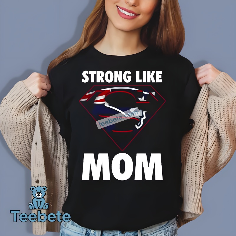 Strong Like Mom New England Patriots Superman Logo Long Sleeve Strong Like Mom New England Patriots Superman Logo Long Sleeve