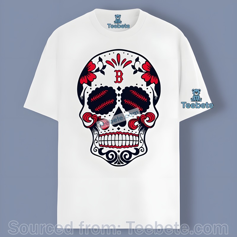 Sugar Skull With Boston Red Sox Logo Shirt For Fan