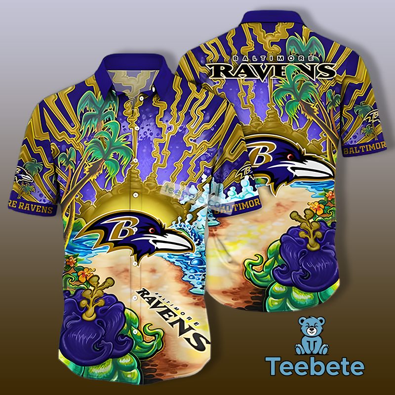 Summer Beach Purple Baltimore Ravens Matching Hawaiian Shirts