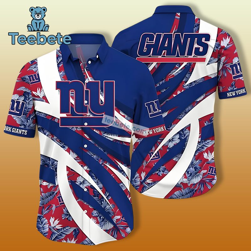 Summer Game Day New York Giants Blue Cotton Hawaiian Shirts
