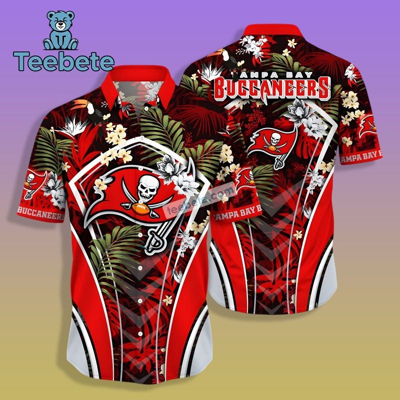 Tampa Bay Buccaneers Tropical Summer Vibes Red Stretchy Hawaiian Shirts