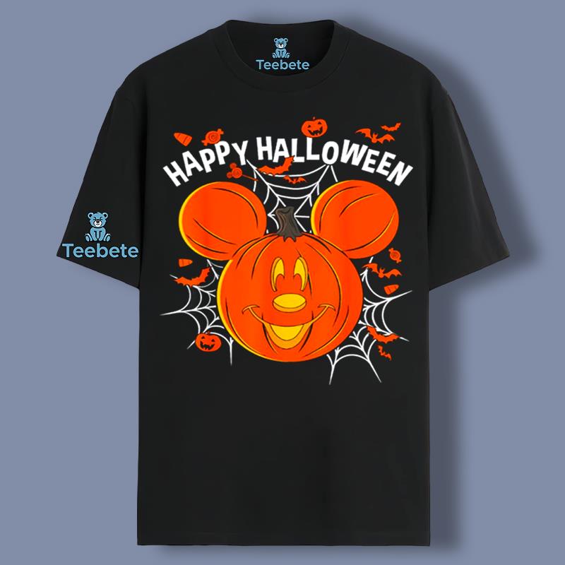 Happy Halloween Pumpkin Mickey Head Graphic Shirt