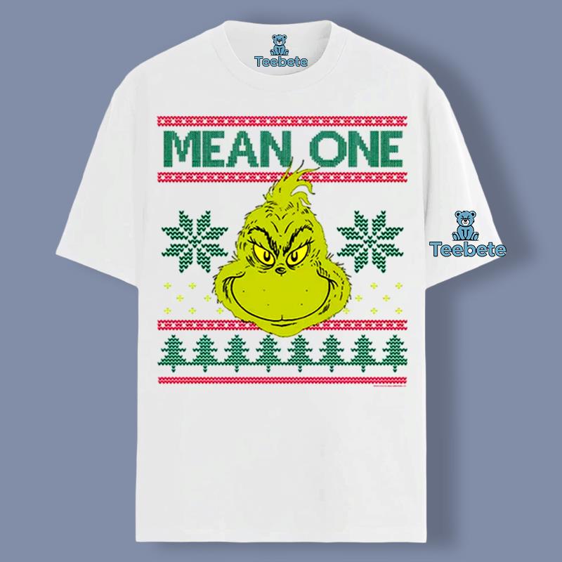 Mean One The Grinch Face Ugly Pattern Shirt Cotton