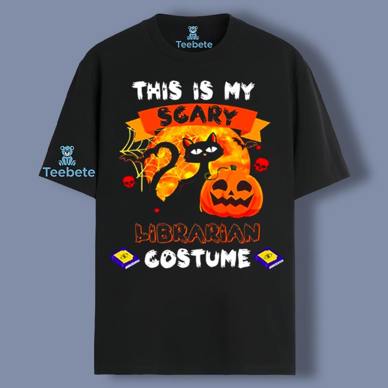 This Is My Scary Librarian Costume Black Cat Halloween Graphic Shirt