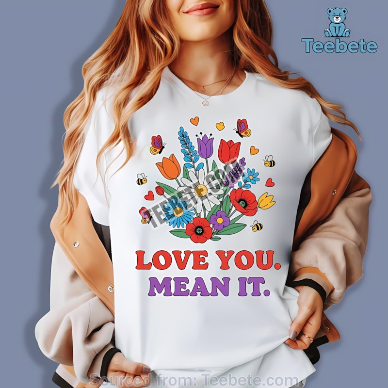 Love You Mean It Retro Colorful Flower Graphic Shirt