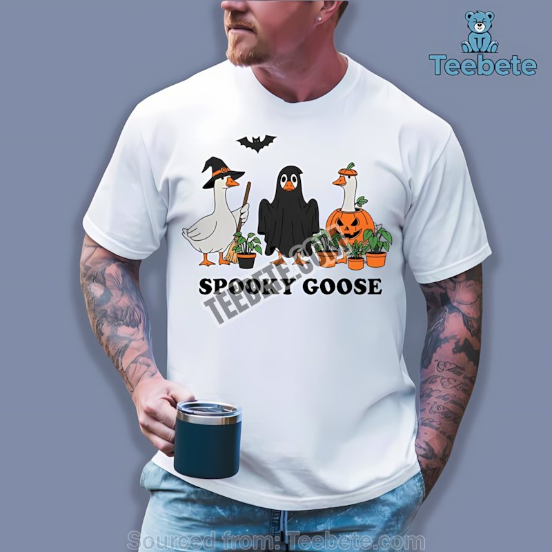 Spooky Goose Halloween Funny Retro Cartoon Shirt