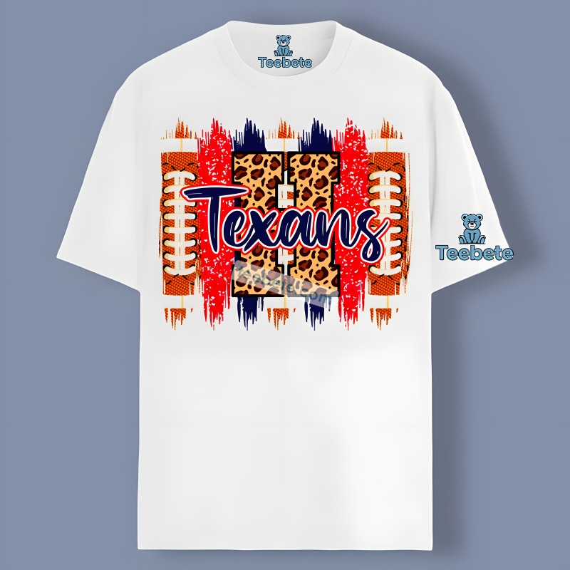 Texans Houston Brushstroke Leopard Pattern Shirt Adults