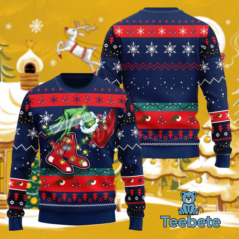 Chicago Cubs The Grinch Hand Red Blue Ugly Sweater Party