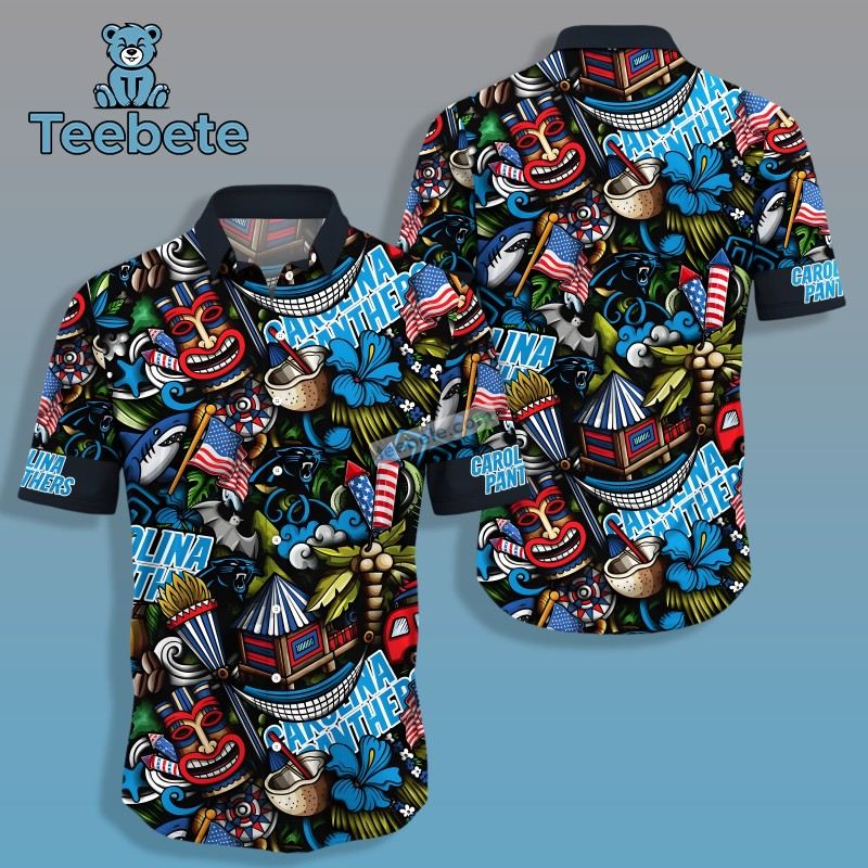 Tropical Coconut Tree Carolina Panthers Beach Blue Funny Hawaiian Shirts
