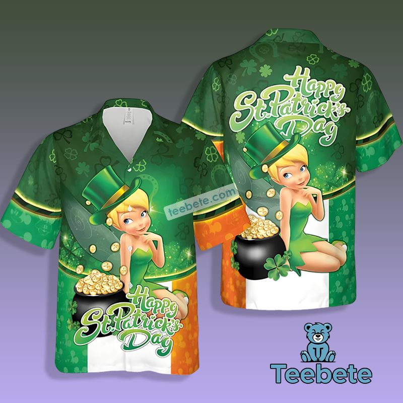 Tinker Bell Shamrock Pot Of Gold St Patrick Green My Hawaiian Shirts