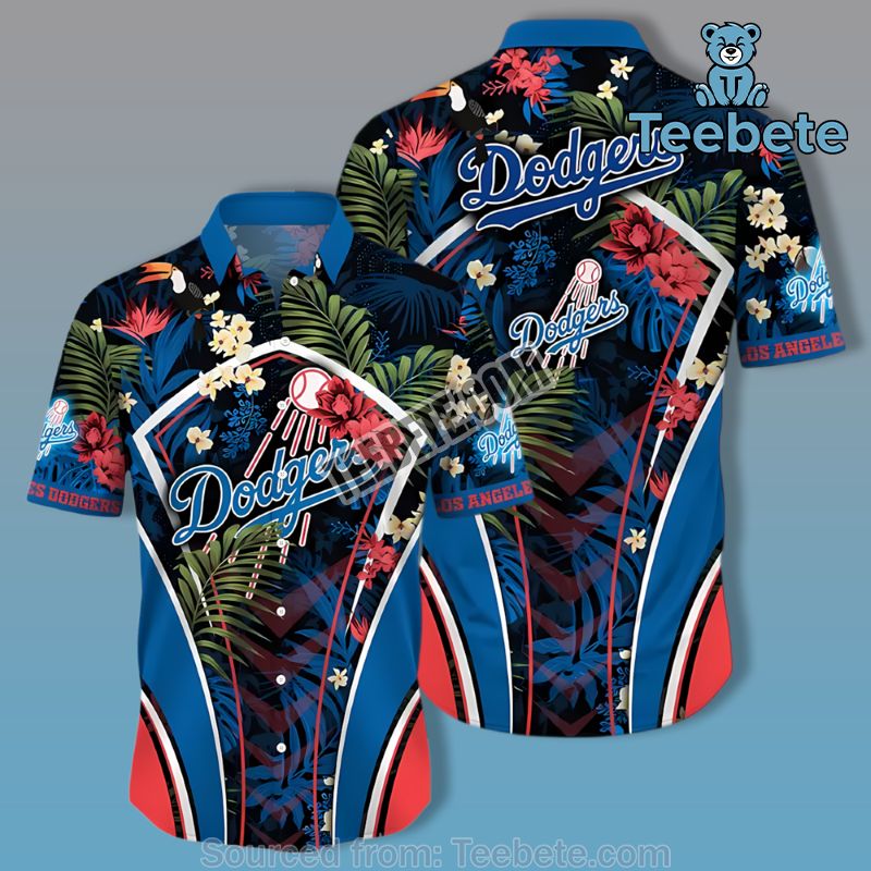 Tropical Palm Leave Blue Los Angeles Dodgers Hawaiian Style Shirts
