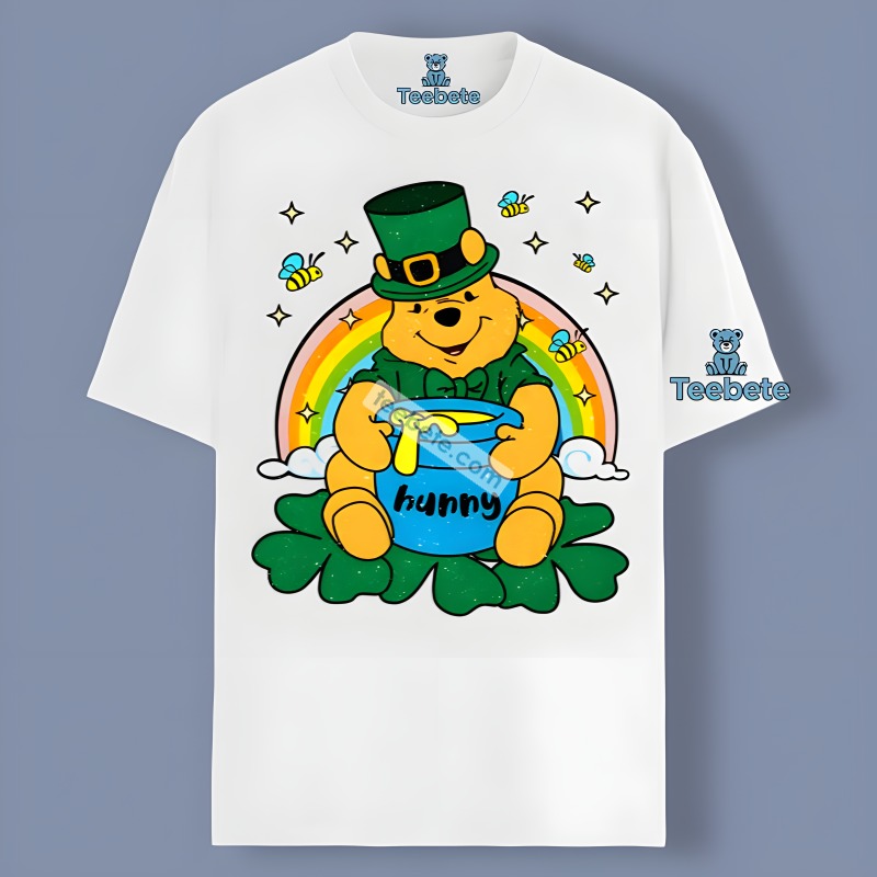 Winnie The Pooh With Hunny Shamrock Patrick Day Shirt