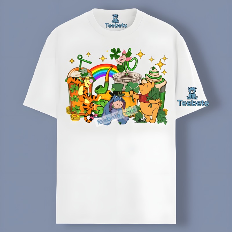 Winnie The Pooh With St Patricks Day Coffee Unisex Shirt