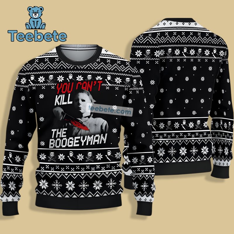 Michael Myers You Cant Kill The Boogey Man Ugly Christmas Sweater Black Ladies