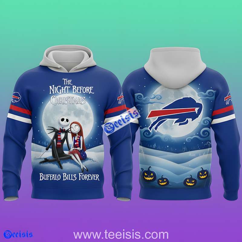 Buffalo Bills Forever The Nightmare Before Christmas Jack And Sally 3D Hoodie For Men