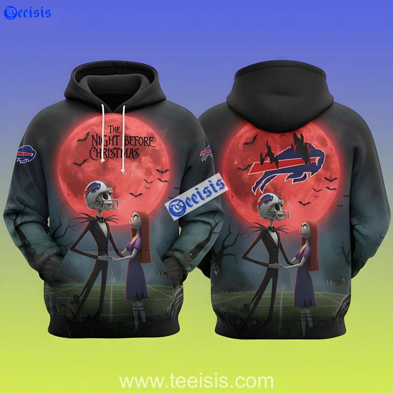 Buffalo Bills The Nightmare Before Christmas Horror Moonfield Edition 3D Hoodie For Fans