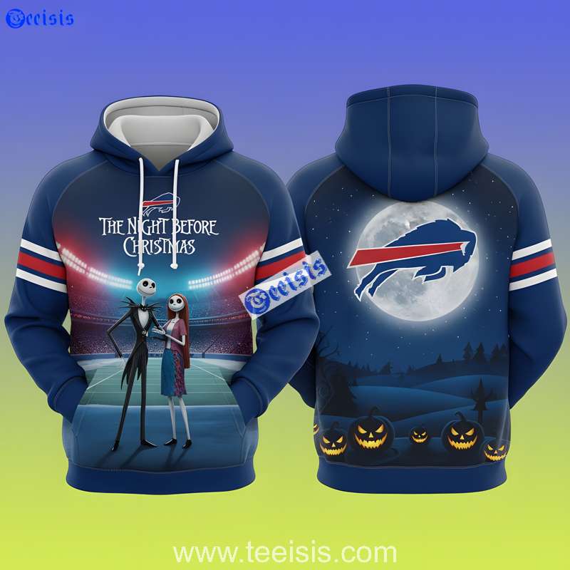Buffalo Bills The Nightmare Before Christmas Jack And Sally In Stadium 3D Hoodie For Fans