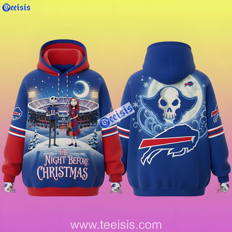 Buffalo Bills The Nightmare Before Christmas Jack and Sally Winter Stadium 3D Hoodie
