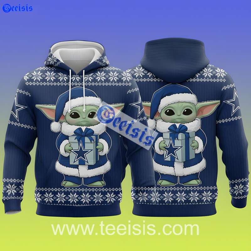 Dallas Cowboys Baby Yoda Gift Time Christmas 3D Hoodie