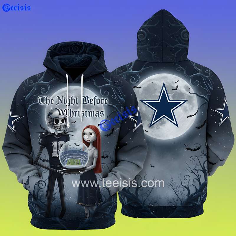 Dallas Cowboys Gothic Holiday Game 3D Hoodie The Night Before Christmas Gift