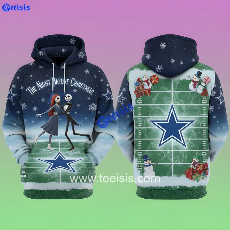Dallas Cowboys Hoodie Jack Skellington Wonderland 3D Christmas Pullover Gift