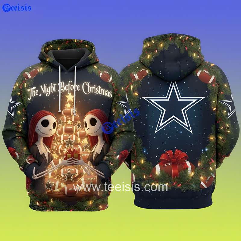 Dallas Cowboys Love And Light Edition 3D Hoodie The Night Before Christmas Gift