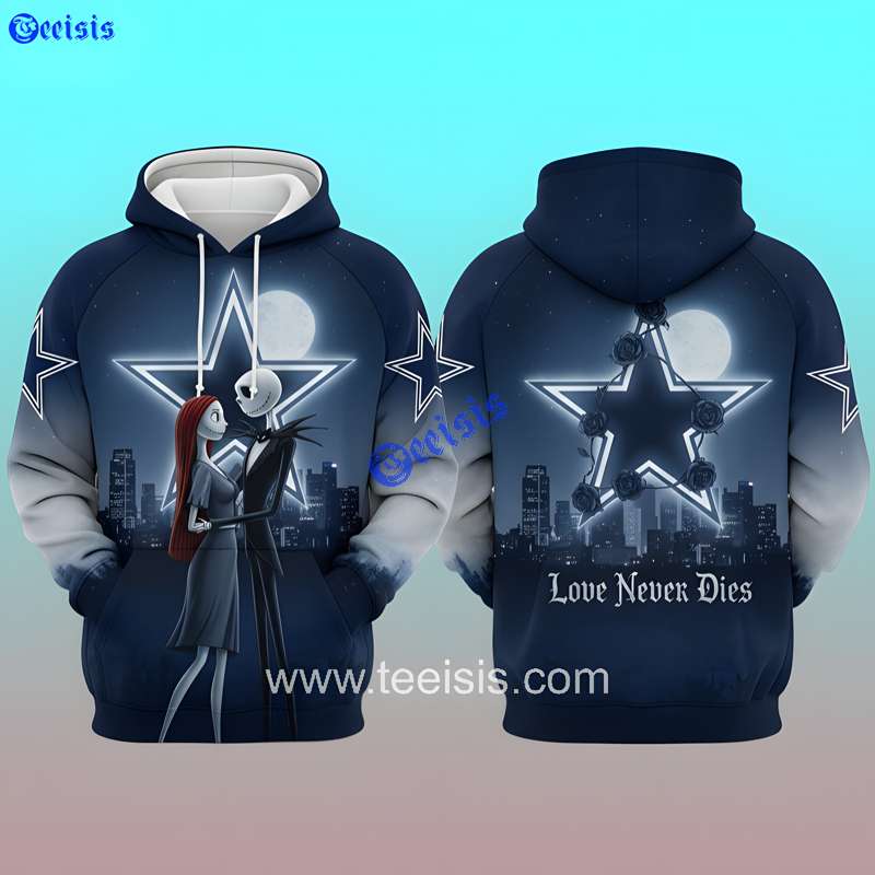Dallas Cowboys Love Never Dies Soul Edition 3D Hoodie Jack And Sally Gift