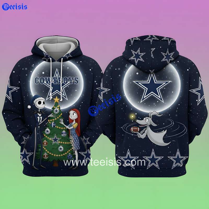 Dallas Cowboys The Night Before Christmas 3D Hoodie Jack And Sally For Fans