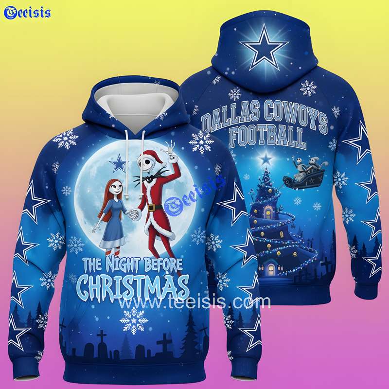 Dallas Cowboys The Night Before Christmas 3D Hoodie Jack Skellington Holiday Gift