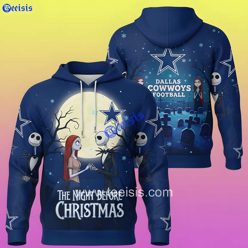 Dallas Cowboys The Night Before Christmas 3D Hoodie Jack Skellington Sally Gift