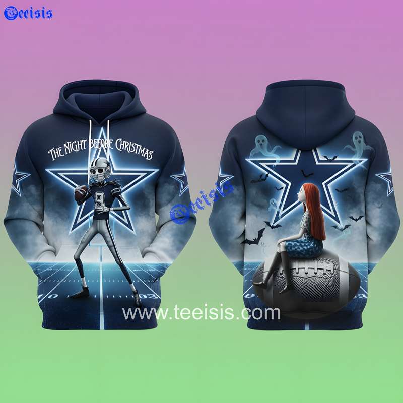 Dallas Cowboys The Night Before Christmas Haunted Star Stadium 3D Hoodie  Gift