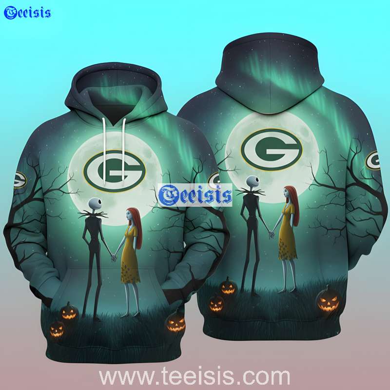 Green Bay Packers Moonlight Love Jack and Sally 3D Hoodie