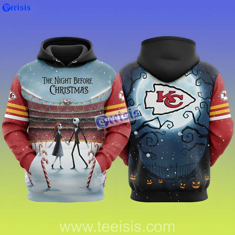Kansas City Chiefs The Night Before Christmas Arrowhead Holiday Edition 3D Hoodie For Youth