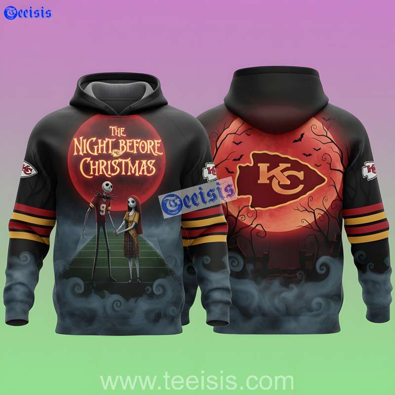 Kansas City Chiefs The Night Before Christmas Dark Gothic Stadium Edition 3D Hoodie For Fans