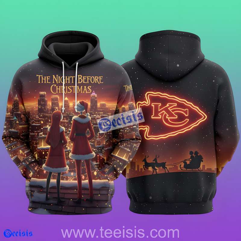Kansas City Chiefs The Night Before Christmas Fantasy City Lights Edition 3D Hoodie For Youth