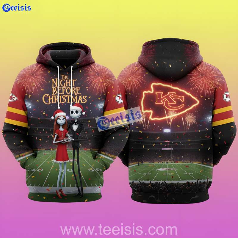Kansas City Chiefs The Night Before Christmas  Fireworks Stadium Celebration Edition 3D Hoodie
