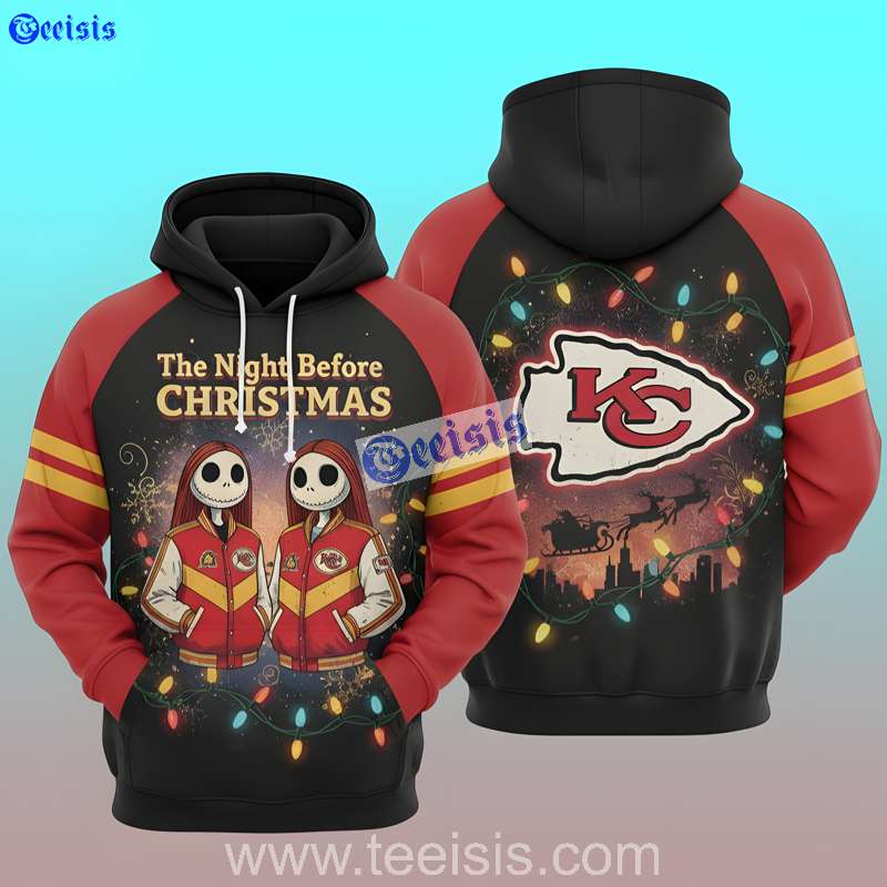 Kansas City Chiefs The Night Before Christmas Retro 80s Football Edition 3D Hoodie For Fans