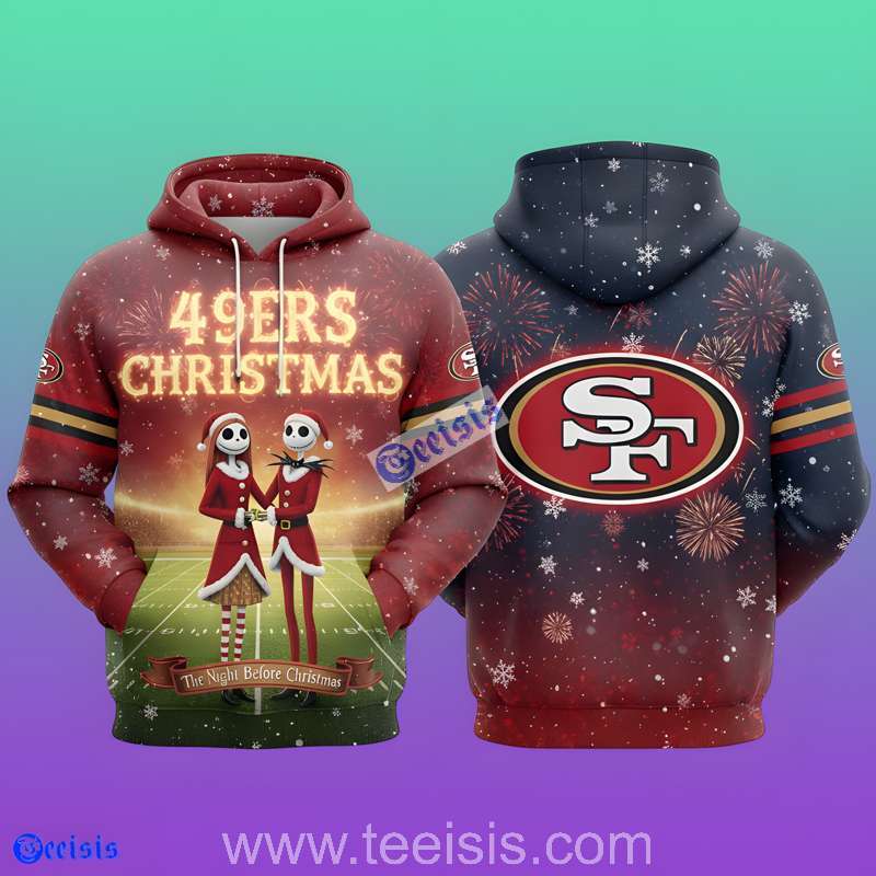San Francisco 49ers The Night Before Christmas Fireworks Field Edition 3D Hoodie For Fans