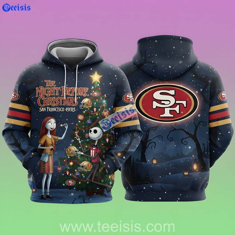 San Francisco 49ers The Night Before Christmas Holiday Tree Art Edition 3D Hoodie For Women