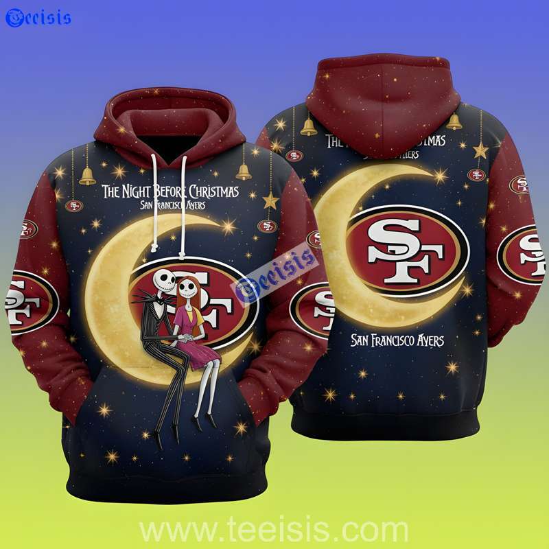 San Francisco 49ers The Night Before Christmas Moonlight Bells Edition 3D Hoodie For Couples
