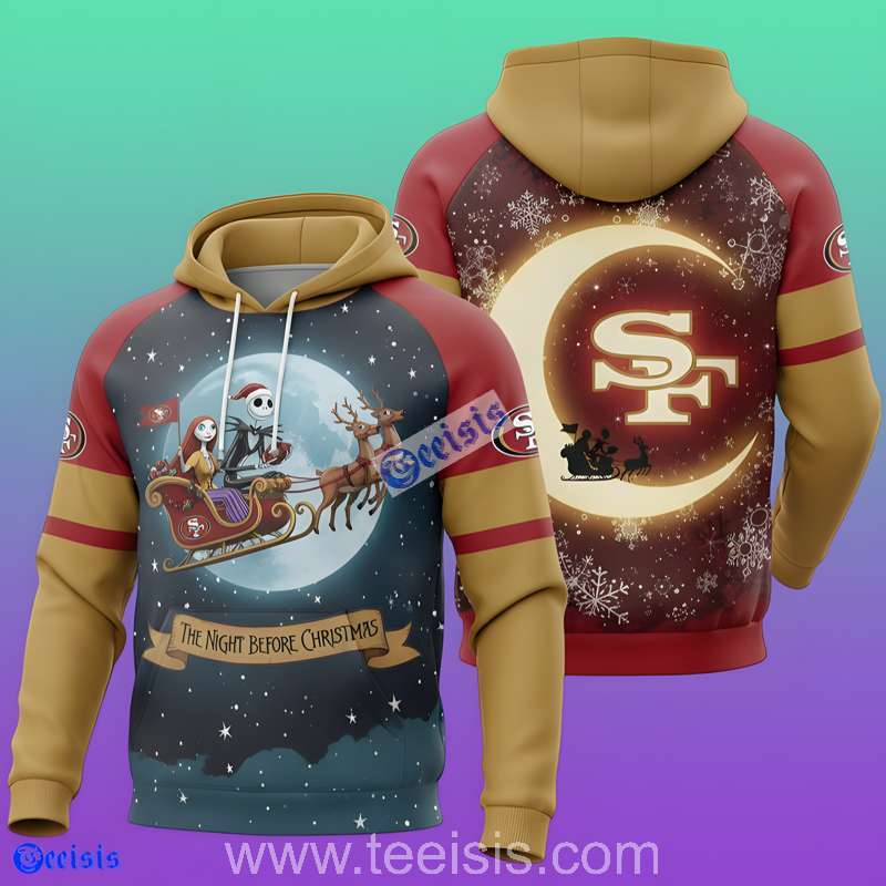 San Francisco 49ers The Night Before Christmas Reindeer Ride Design 3D Hoodie
