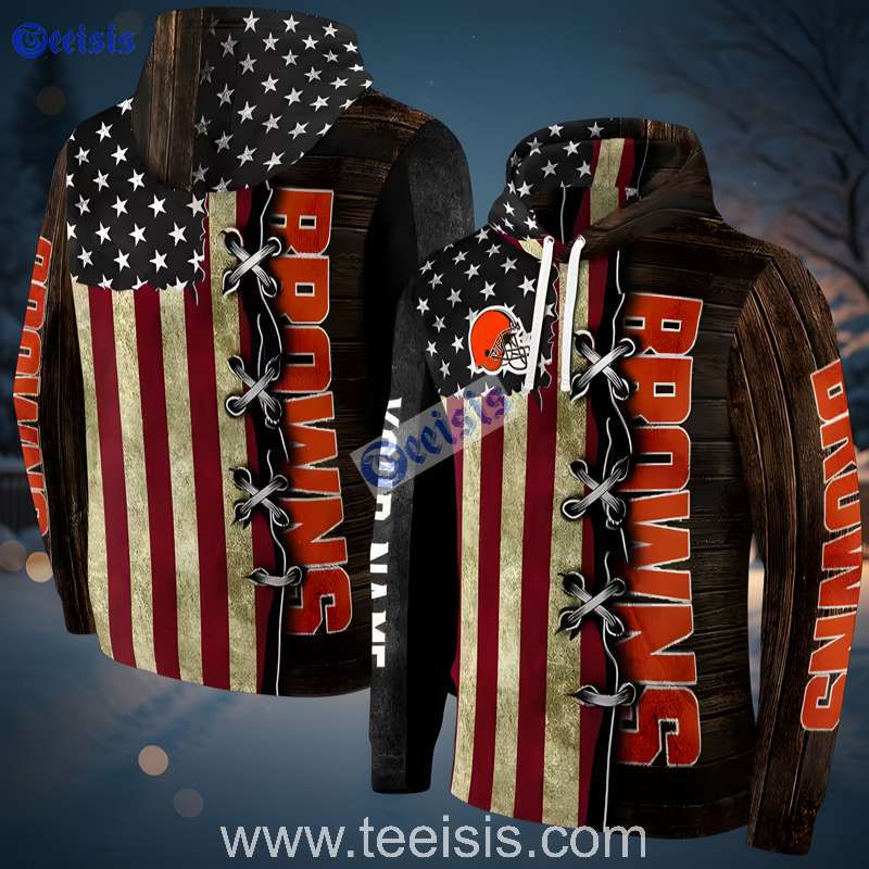 Cleveland Browns American Pride Custom Name 3D Hoodie Youth