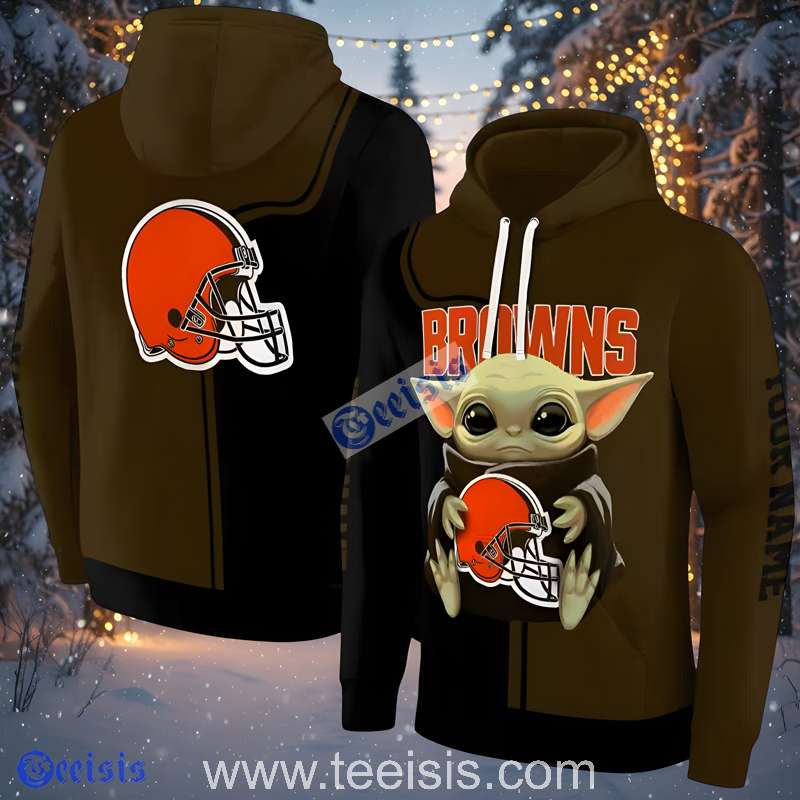 Cleveland Browns Baby Yoda 3D Design Hoodie