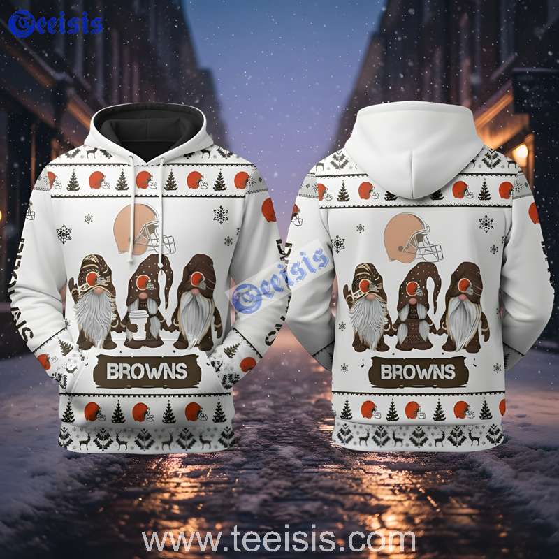 Cleveland Browns Christmas Gnomes 3D Hoodie Fans