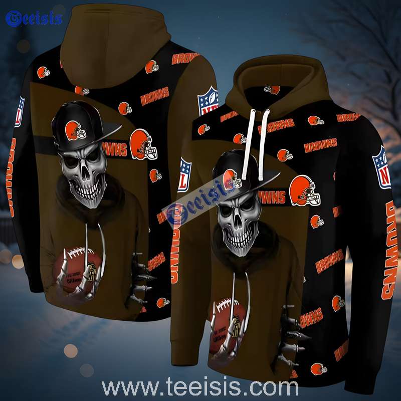 Cleveland Browns Grim Vibe 3D Hoodie Youth Black