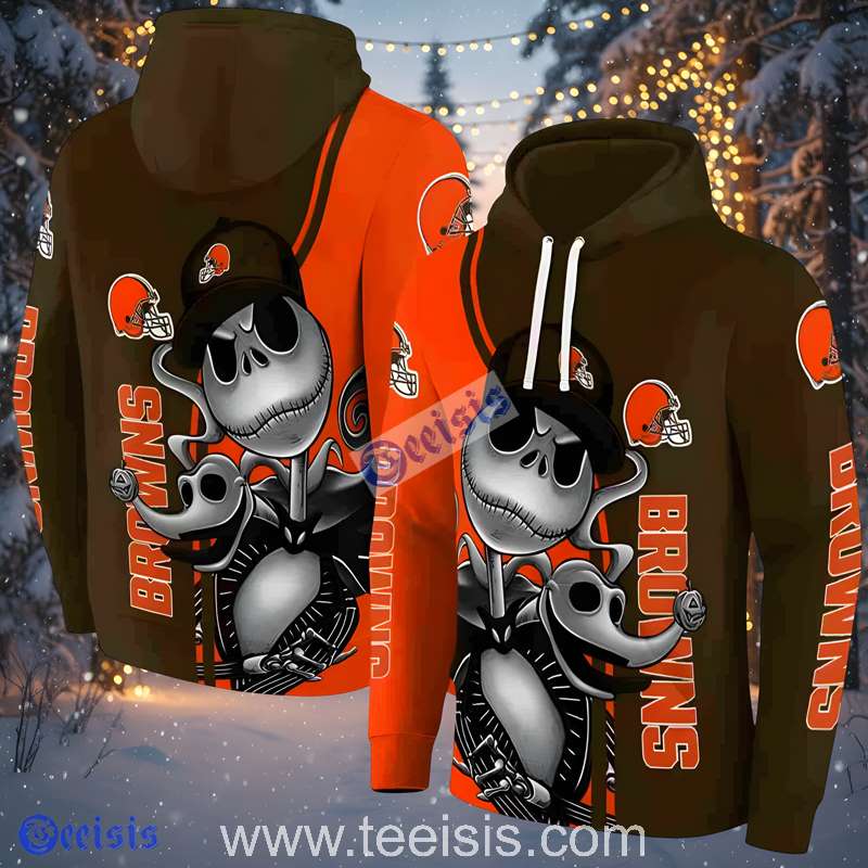 Cleveland Browns Jack Skellington 3D Printed Hoodie
